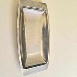 Vintage 18-8 Stainless Denmark Rectangular Serving‎ Tray MCM Minimalist Silver